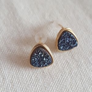 Druzy Quartz Triangle Studs